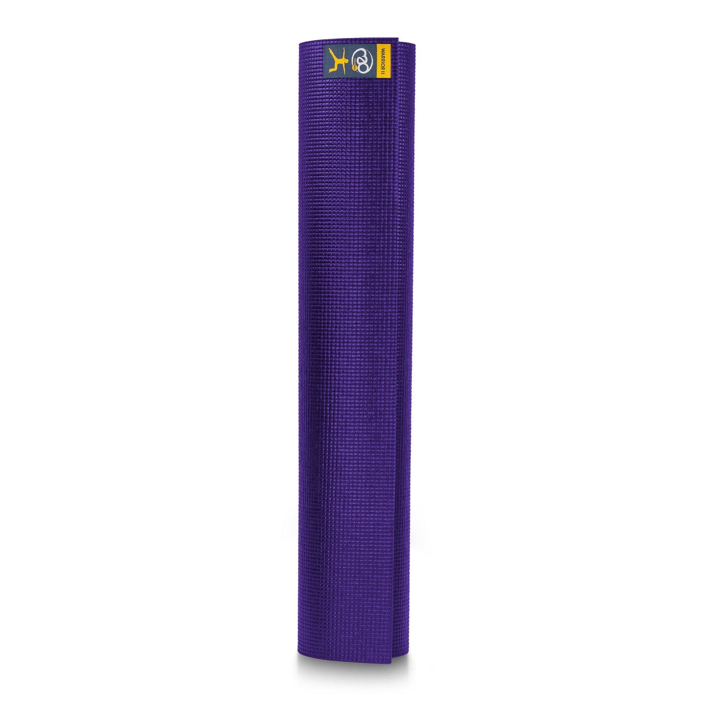 Purple yoga mat with a yoga mad logo on a white background